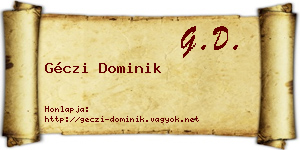 Géczi Dominik névjegykártya